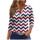 thumbnail image 2 of Fiudx Ofertas Relámpago Blusa de Manga 3/4 Corta Estampada a La Moda para Mujer, Blusa Informal con Cuello Redondo, 2 of 5