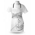 thumbnail image 3 of Venice Apron Rialto Bridge with Gondola Romantic Italian Landmark Inspired Sketchy Cityscape, Unisex Kitchen Bib Apron with Adjustable Neck for Cooking Baking Gardening, Black White, by Ambesonne, 3 of 3