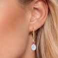 thumbnail image 3 of Gem Stone King 18K Yellow Gold Plated Silver White Moissanite and Pink Moissanite Dangle Earrings for Women with Lab Grown Diamond (4.69 Cttw, Oval 9X7MM), 3 of 6
