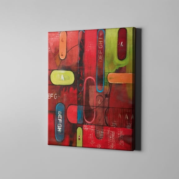 Unlimited Art Project - Groovy Red Lime Canvas Wall Art Print Modern Wall Décor