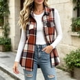 thumbnail image 5 of SuTry Women's Plaid Vest, Button Front Lapel Collar Sleeveless Jacket, Flannel Lined Casual Waistcoat with Pockets, Everyday Versatile Fall Winter Layering, 5 of 7