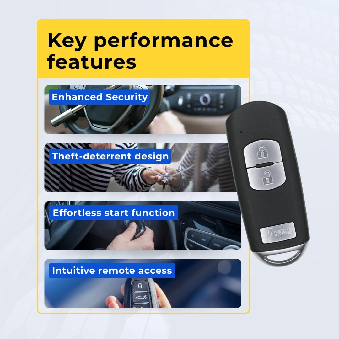 Keys4Less Replacement Smart Key Fob for Mazda CX5 2013-2019 FCC WAZSKE13D01 Part Number KDY3-67-5DY KD33-67-5RY KD33675RY