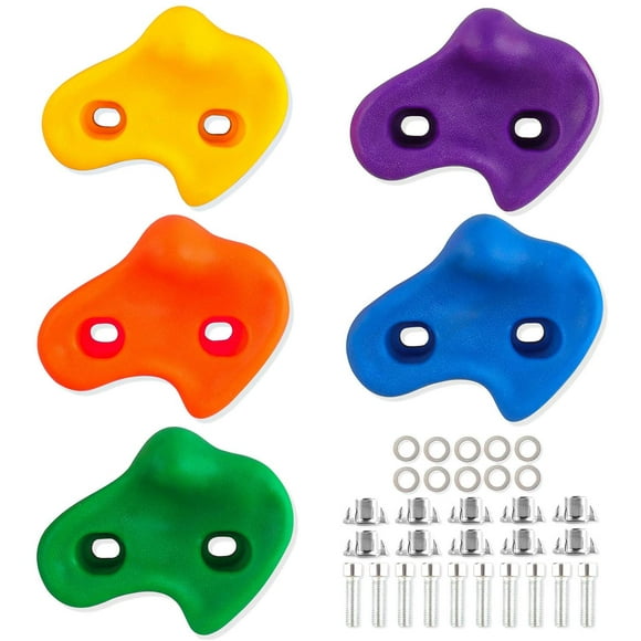 Kids Climbing Holds Climbing Stones, Climbing Holds Kids Set, 10 Pieces Colored Climbing Wall Holds, 10 Screws, Can Be Used To Fix Climbing Rocks On Indoor-Indoor Playgrounds
