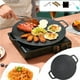 thumbnail image 1 of Bandeja multiplancha para cocina y hoguera - Sartén de hierro de 16 pulgadas con patas desmontables y asas de madera - Plancha antiadherente para filete, tortitas y marisco, 1 of 9