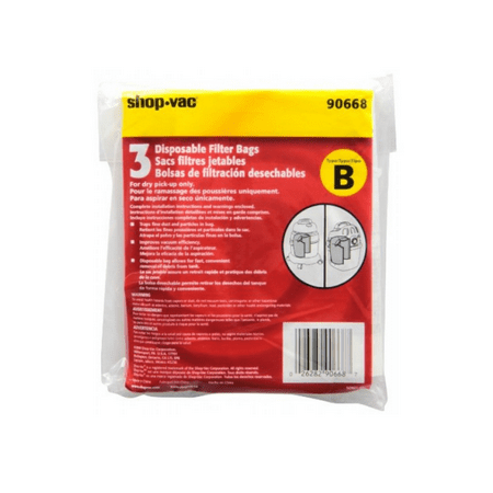

Genuine Shop Vac Style B Vacuum Bags 9066800 All Around Vac 2 to 2.5 Gallons Gal [63 Bags]