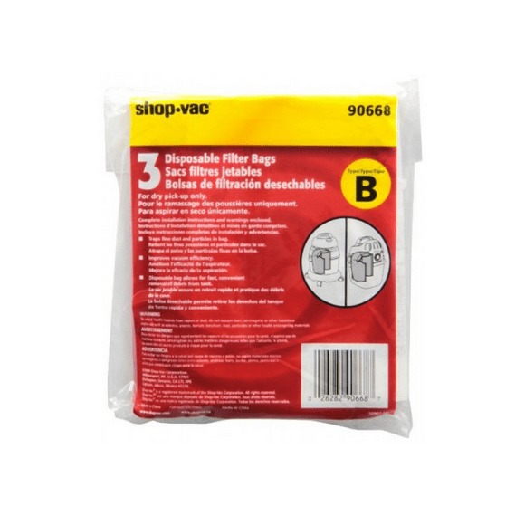 Genuine Shop Vac Style B Vacuum Bags 9066800 All Around Vac 2 to 2.5 Gallons Gal [3 Bags]