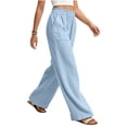 thumbnail image 6 of hlysgo Womens Wide Leg Palazzo Pants High Waisted Casual Lounge Pants 2026 Beach Vacation Outfits Trousers with Pockets Light Blue,S, 6 of 6