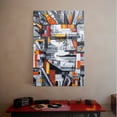 thumbnail image 5 of 1pc Modern Abstract Tribal - inspired Portrait Canvas Wall Art with Bold Geometric Patterns and Vivid Orange - Grey Color Palette, framed Decor room hanging Wall Picture Decor for Home Gifts,, 5 of 6