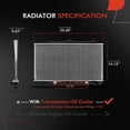 thumbnail image 2 of A-Premium Engine Coolant Radiator Assembly with Transmission Oil Cooler Compatible with Nissan 240SX 1989-1994 L4 2.4L, Automatic Transmission, Replace# 2146038F00, 2146038F01, 2 of 8