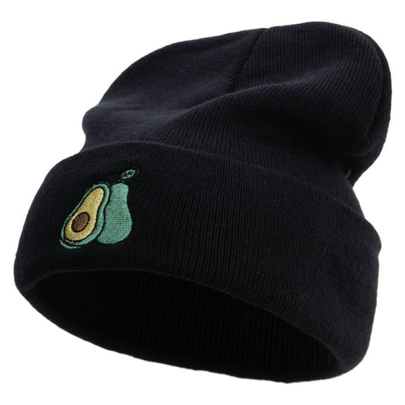Cinco De Mayo Avocado Embroidered Big Size Acrylic Long Beanie - Black XL-3XL