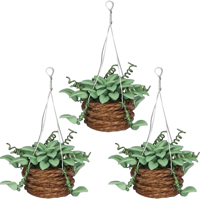 KAKOWELY 3 piezas de adornos en miniatura para muebles de casa pequeña, decoración de plantas de resina.