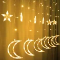 thumbnail image 4 of Led Curtain Lights Moon Star Light String 6.6ft Window Decoration 8 Modes Remote Control USB Power Warm White (Big Crescent), 4 of 5
