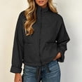 thumbnail image 2 of FRSASU Women's Quilted Cropped Jacket Stand Collar Zip Up Lightweight Puffer Coat with Drawstring Hem & Pockets Black, 2 of 7
