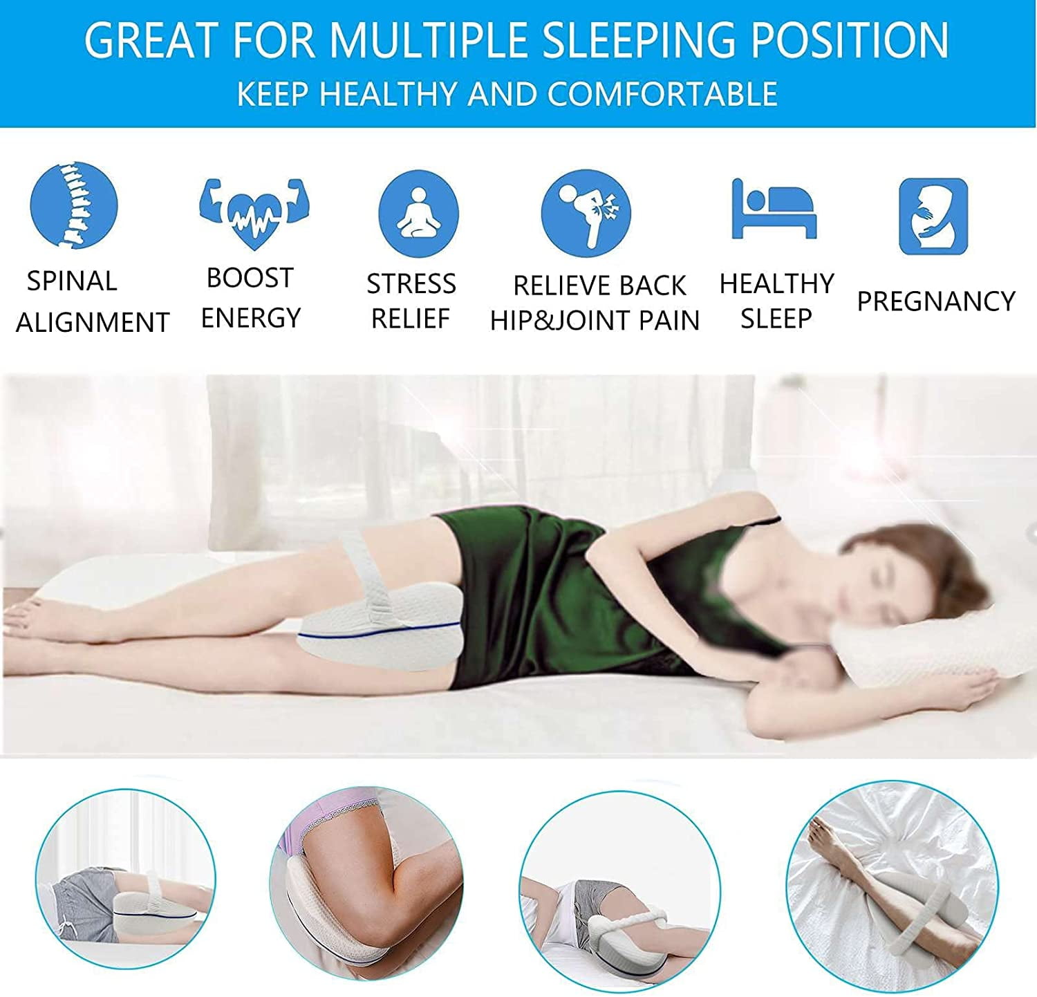Leg Pillow For Sleeping, Side Sleeper Cushion Support Knee Pillows