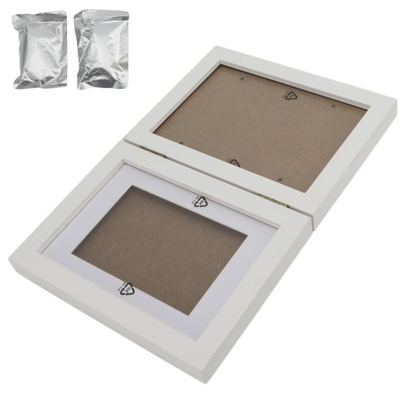 Pet Memorial Picture Frame, Easy To Use Paw Print Photo Frame Reduce Wear Snap Fixed Wooden  for Dogs for Cats White Clay