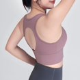 thumbnail image 4 of Women's Sports Bra Bagged Sports Underwear High Waist Gathered Abdominal Heart Showing Thin Yoga Bra Beautiful Back Hollowed Out Fitness Bra Wireless Bra Purple 3XL, 4 of 7
