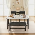thumbnail image 4 of Wooden Dining Table Set for 4, Small 4-Piece Dining Table with Upholstered Bench and 2 Chairs, Farmhouse Kitchen Table for Kitchen, Dining Room, Apartment, Small Space, 4 of 21