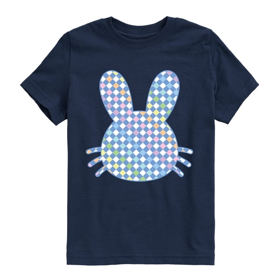 Instant Message - Bunny Head Rainbow Checker Short Sleeve Graphic T-Shirt