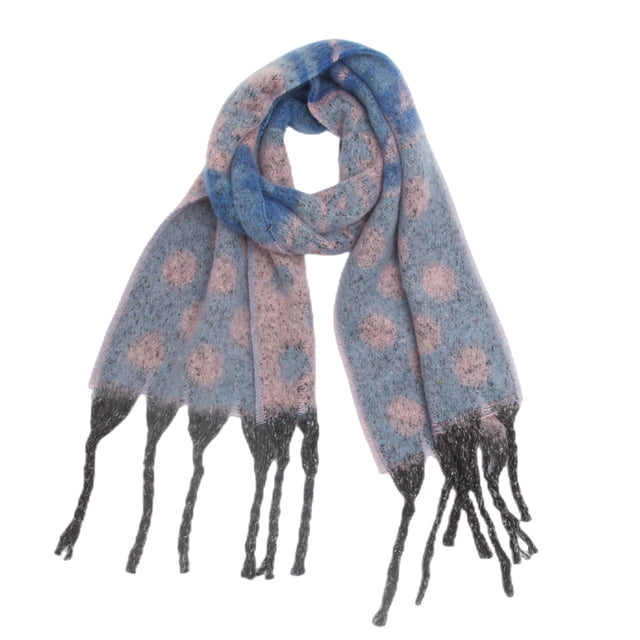 Bufanda cálida para mujer, chal colorido, suave y cómodo, elegante para clima frío, bufanda navideña con flecos y lunares de jacquard, bufanda larga de moda, borlas de cola de cerdo