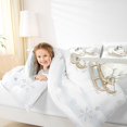 thumbnail image 3 of Castle Fairy Girls Cute Watercolor Polar Bear Full Size Bedding Sets 7 Pieces,Penguin Sled Snowflake Full Size Bed in a Bag,White Gray,Grey Reversible, 3 of 7