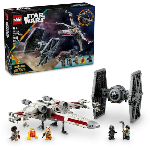 LEGO Star Wars TIE Fighter & X-Wing Mash-up Building Toy, Star Wars Gift for Kids with 2 Starfighters, 75393, Includes 1063 Pieces, Ages 9+