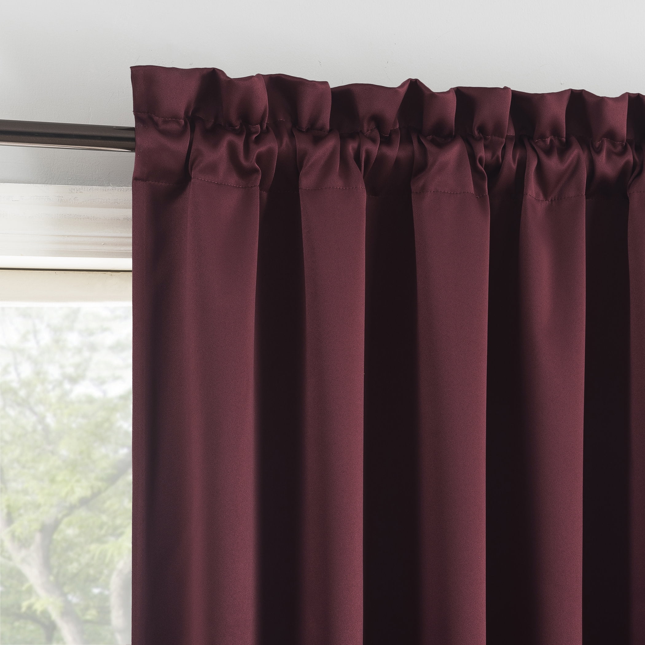 Sun Zero Malmo 1-Piece Theater Grade Extreme 100% Blackout Rod Pocket Curtain Panel, 52"X84", Wine Red