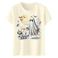 thumbnail image 4 of Yuhangmm Womens Halloween Shirt Ladies Fashionable Casual Halloween Printed Short Short Sleeved T Shirt Top for Parties Beige M, 4 of 4