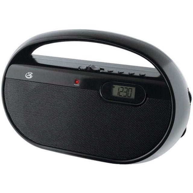 GPX, Inc. R602B Radio AM/FM portátil con reloj digital y entrada de línea (negro)