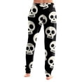 thumbnail image 5 of Hearthz Funny Spooky Graphic Women's Pajama Pants Elastic Drawstring Jogger Pants Casual Soft Halloween Cuffed Ankle Trousers Pants for Women, 5 of 5