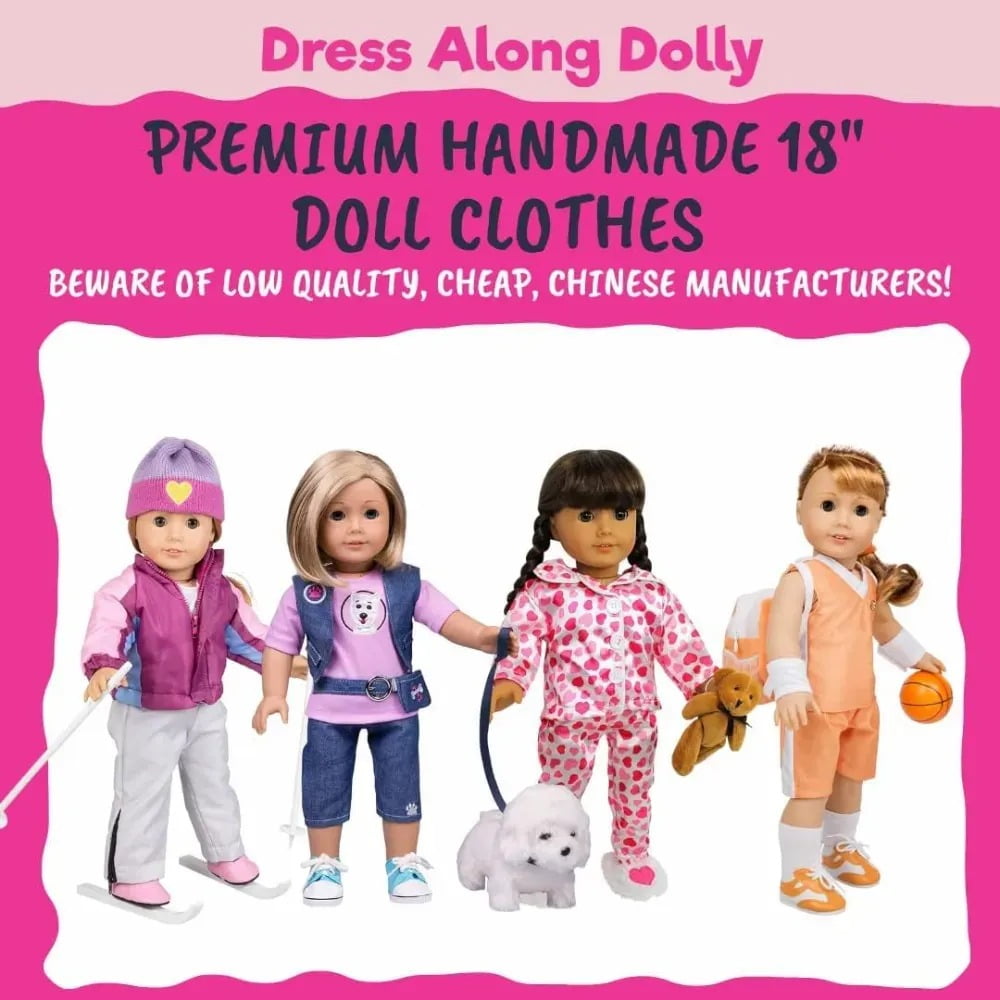 Dress Along Dolly 6pc Hermione Granger Inspired Outfit- 18" Doll Clothes & Accessory Compatible w American Girl Dolls- Hogwarts Like School Uniform- Feat Sweater Shirt Skirt Tie Socks Shoes- Gift Set