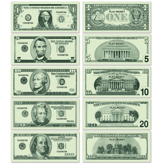 Party Central Club Pack of 12 Green Realistic Game Night Casino Play Money Wall Decors 9"