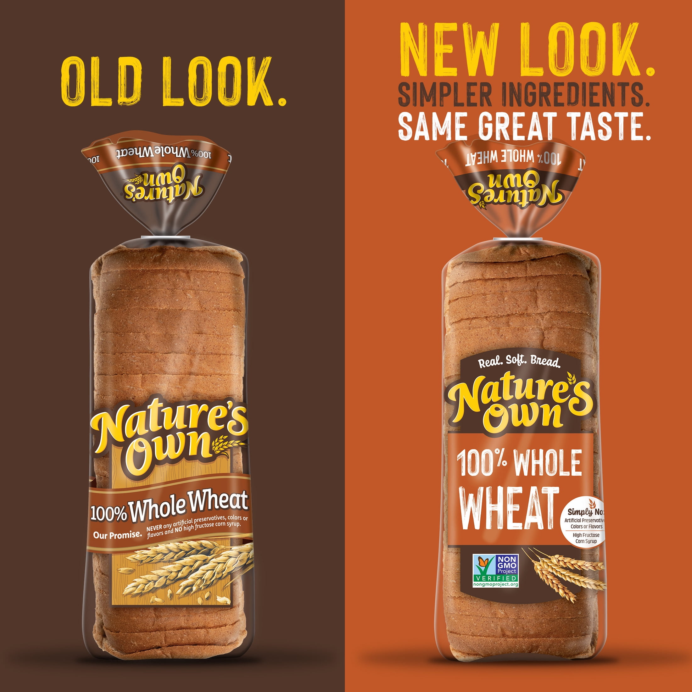 Nature's Own 100% Whole Wheat Bread, Sliced Non-GMO Sandwich Bread, 20 oz Loaf