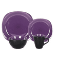thumbnail image 3 of Stoneware Square 16pc Dinnerware Set, Inside Shiny Purple and Outside Matte Black, 3 of 5