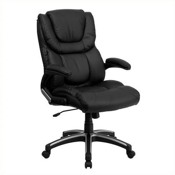 Kingfisher Lane High Back Leather Executive Office Chair in Black