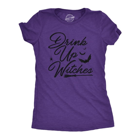 Womens Drink Up Witches T Shirt Funny Halloween Party Beer Wine Lover Graphic Tee Womens Graphic Tees