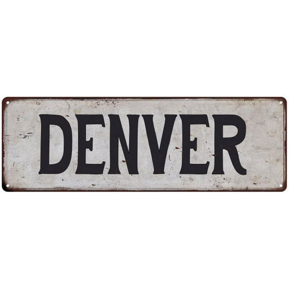 DENVER Vintage Look Rustic Metal City State Sign 6 x 18 Matte Finish Metal 106180041050