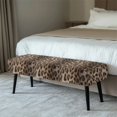 thumbnail image 2 of XYZCANDO Leopard Print Polyester Spandex Rectangle Bench Seat Cover with Anti Scratch, Anti-Dust Stain Resistant Bench Seat Protector Cover for Bedroom, 2 of 9