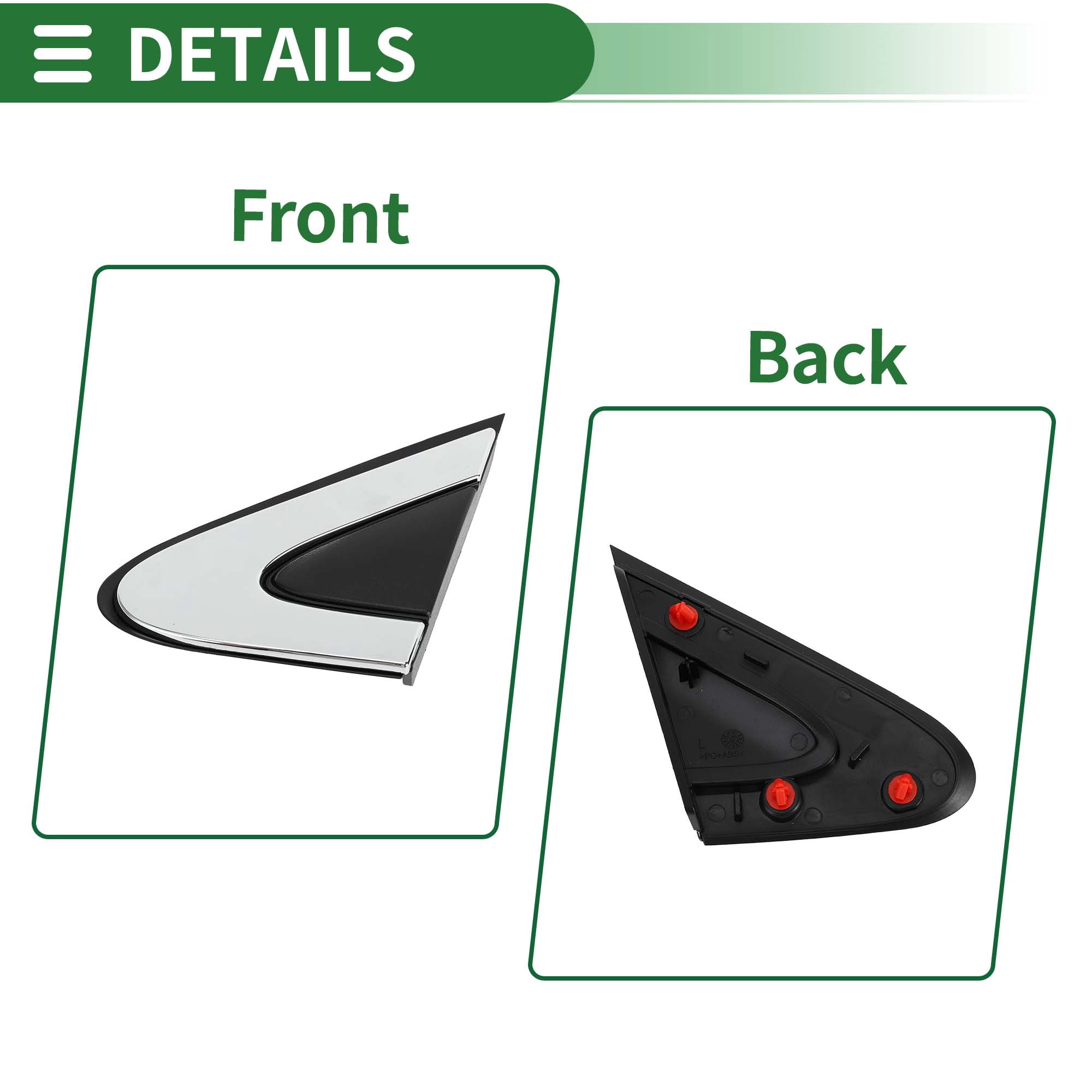 Unique Bargains Pillar Corner Triangle Trim for Chrysler 200 2015 Plastic Black Silver