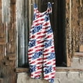 thumbnail image 2 of American Flag Jumpsuits for Womens 4th of July Patriotic Overalls Wide Leg Pants Fashion Independence Day Sleeveless Adjustable Strap Rompers Baggy Harem Romper Outfits with Pockets, 2 of 5