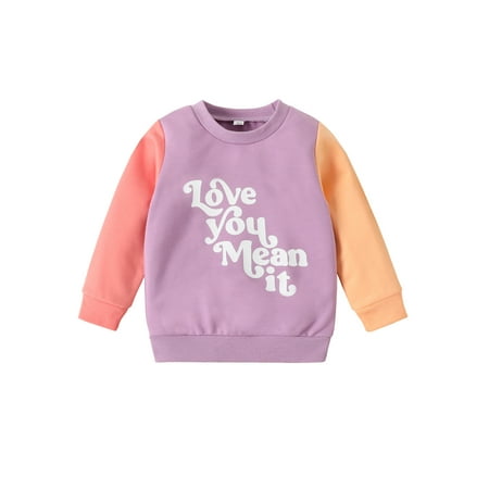 

One opening Toddlers Baby Girls Warm Hoodies Long Sleeve Letters Color Contrasts O-Neck Pullovers Sweatshirt