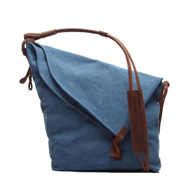 Para Bolsa Mensajero Pequeña Lona Bandolera Del De Hombres Azul Hugo bolsa de fin de semana