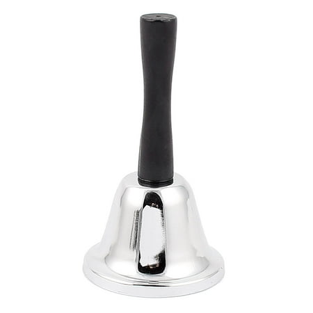 - School Dinner Desktop Plastic Handle Handbell Handheld Call Bell Silver Tone