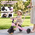 thumbnail image 3 of Wisairt 5-in-1 Toddler Tricycle with Push Handle for 1-3 Years, Toddler Bike, Kids Trike, Balance Bike with Adjustable Seat & Handlebar, Pink, 3 of 8