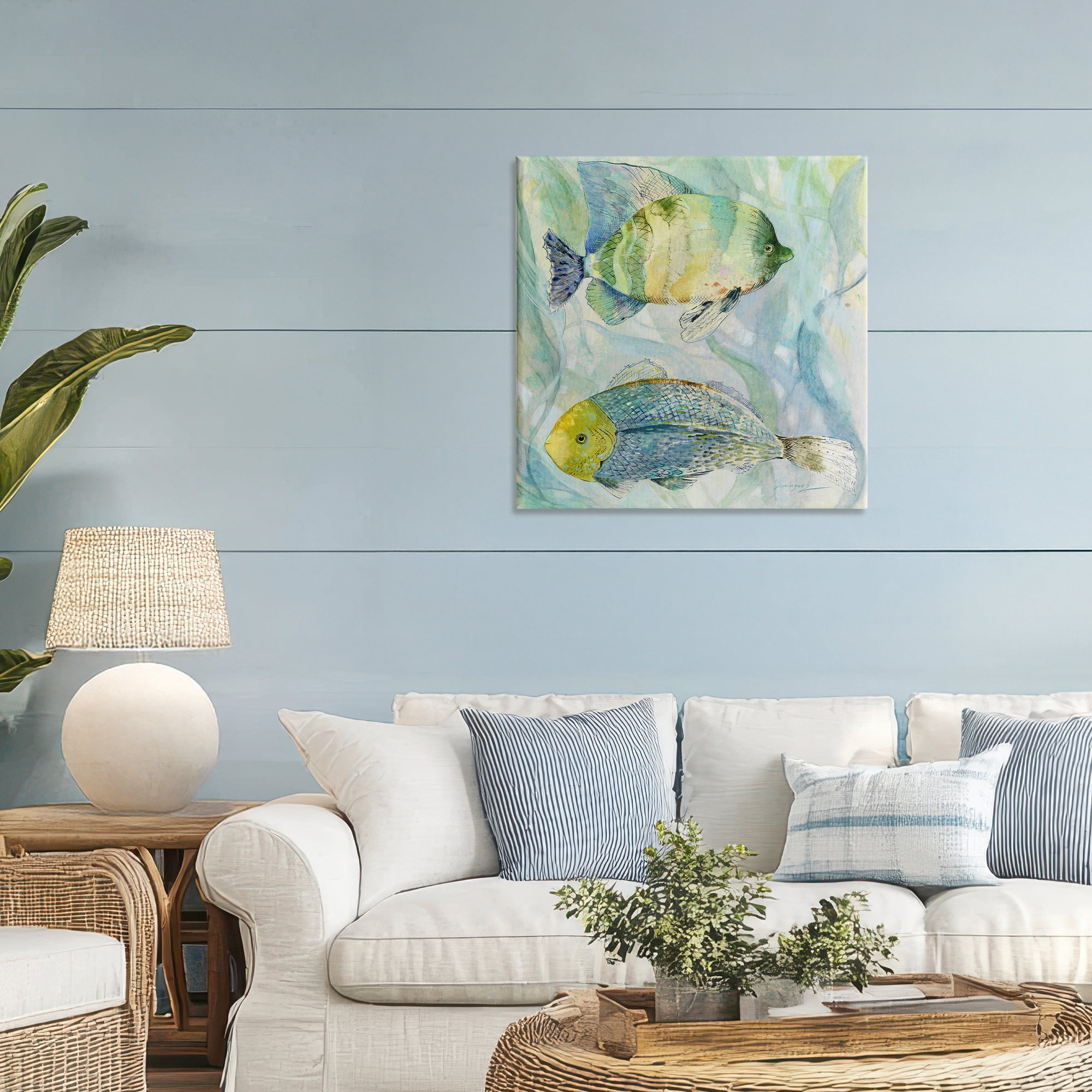 Stupell Industries Sweet Fish Duo Blue Green Canvas Wall Art, design by Lorenzo Collective
