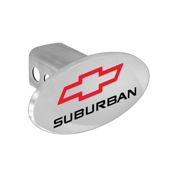 Chevy Suburban Metal Trailer Hitch Cover Plug With Red Chevrolet Bowtie