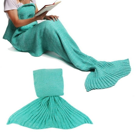 Mermaid Tail Blanket Crochet Mermaid Blanket for Adult, Pretty Handy All Seasons Sleeping Blankets Knitted Sofa Air Conditioning Blanket Sleeping Bags