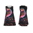 thumbnail image 7 of Honeii Glowing Leaf Bird Print Women's Sleeveless Dress, Loose Fit Casual Dress for Women, Summer Fashion Dress, 7 of 7