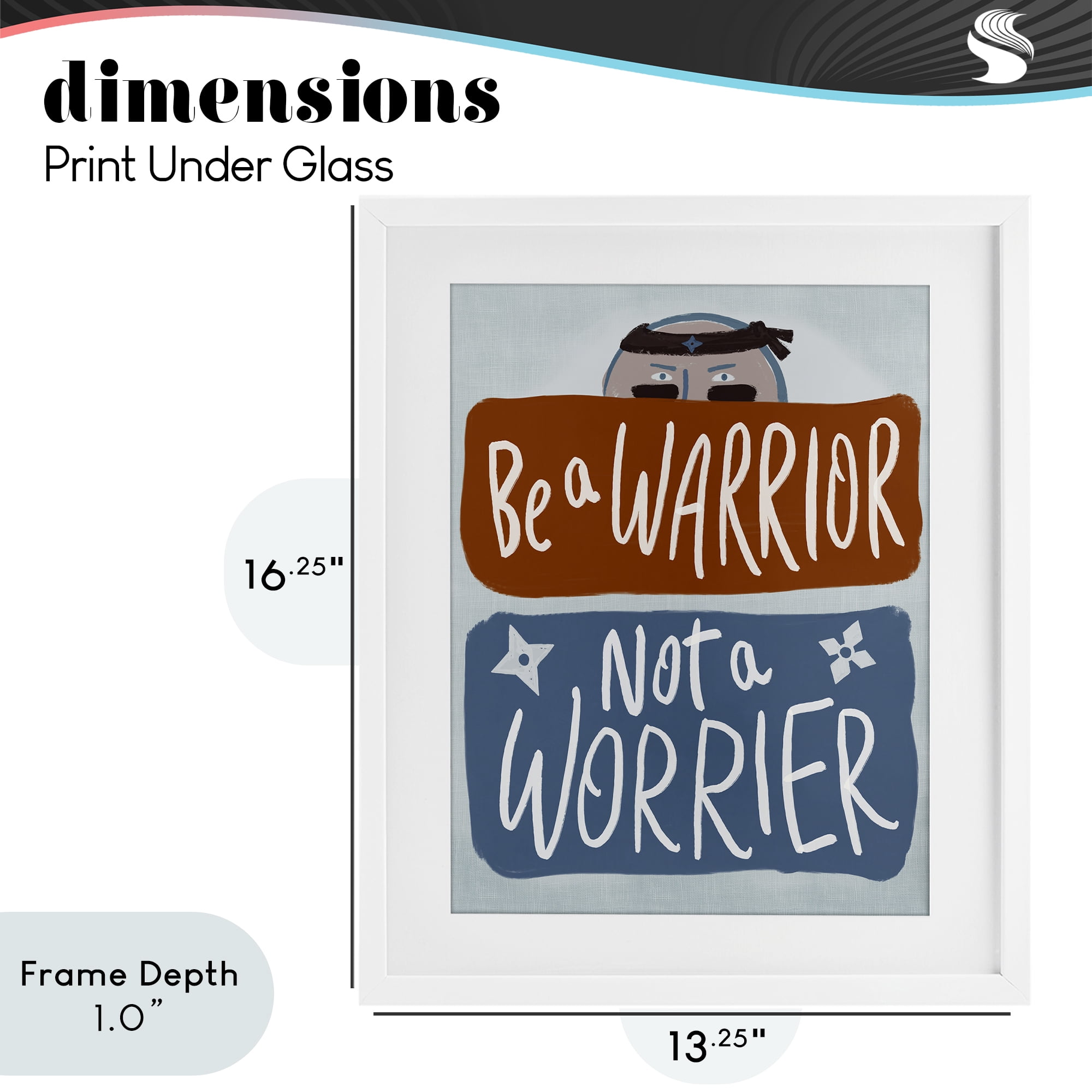 Stupell Industries Warrior Not Worrier White Framed Print Under Glass, design by Connie Summers