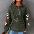 thumbnail image 2 of Women's Waffle Hoodies Sweatshirt Valentines Cute Heart Cat Paw Graphic Pullover Long Sleeve Hooded, 2 of 4