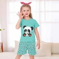 thumbnail image 2 of DDSOL Toddler Girls Pajamas Panda Graphic Short Sleeves Cotton Sleepwear Sets 2-Piece Mint Green 4T, 2 of 8